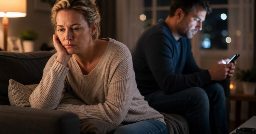Emotionally distant married couple showing common signs of infidelity and secrecy in marriage